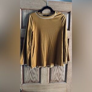 Doe & Rae Mustard Long Sleeve Ribbed Top